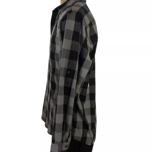 SHIRT Spring+Mercer Men’s Sz L Plaid Black Gray Long Sleeve Button Daw - Picture 6 of 10